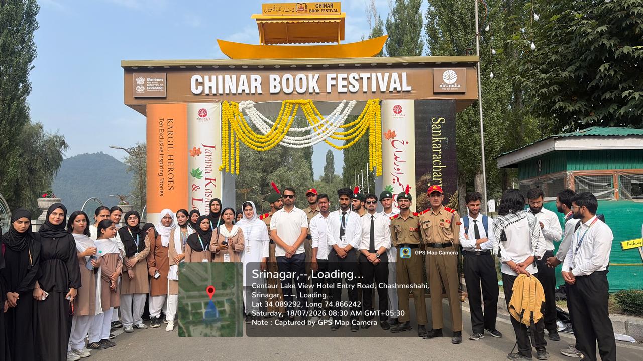 Students attending Chinar Book Festival 2026 at SKICC on 18/07/2026